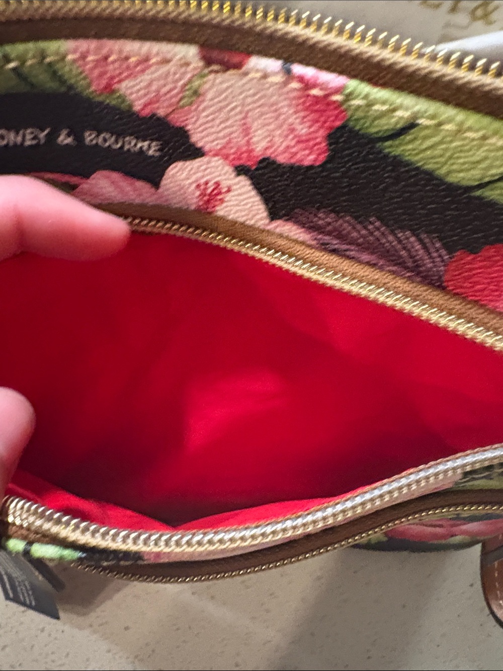 Dooney & Bourke Black Crossbody with Pink Floral Hibiscus Print - Picture 10 of 12